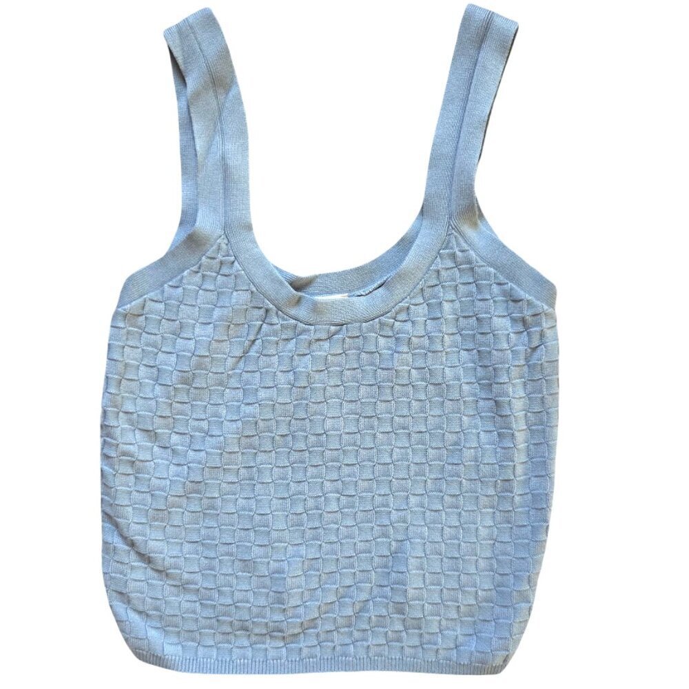 Abercrombie & Fitch Crop Top Blue Womens M Textured Knit Preppy Festival